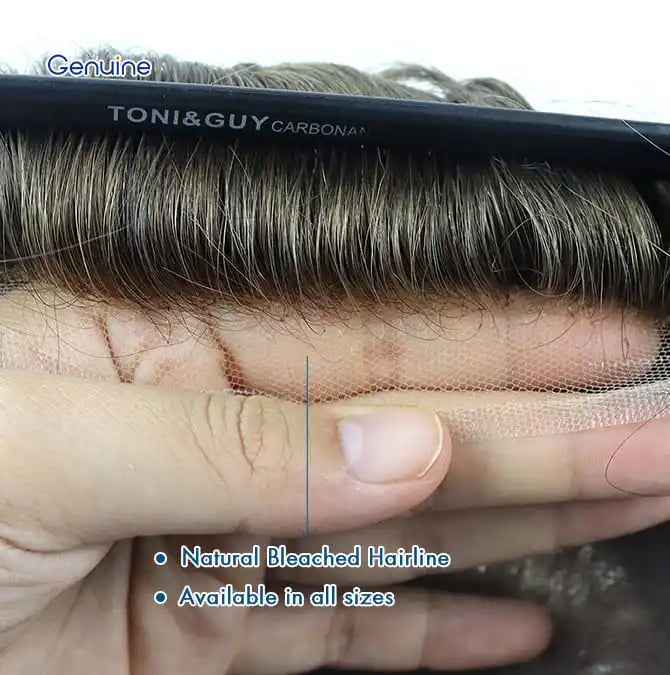 Genuine Hair | Hollywood Elite (P238) | The Frontal Realism Hybrid | Breathable Fine Mono Center | 1" HD French Lace Front | Full Poly Perimeter Men's Toupee