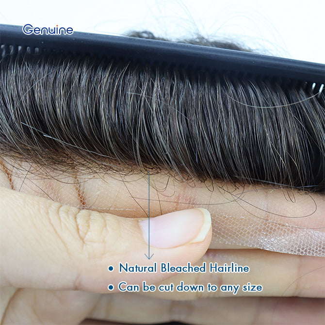 Bio Lace Front Skin Men's Toupee Thin Indian Hair Easy Wear Undetectable V-looped Cut-Away Hairpieces