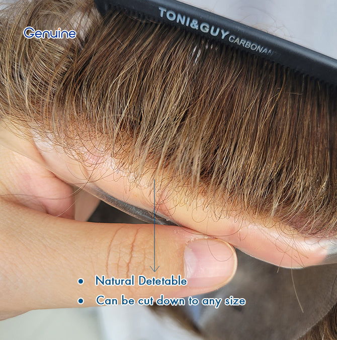 Toupee for Men Human Hair HairPiece 0.06mm Thin Skin V-loop Light Density Wig Replacement Systems Mens Wig