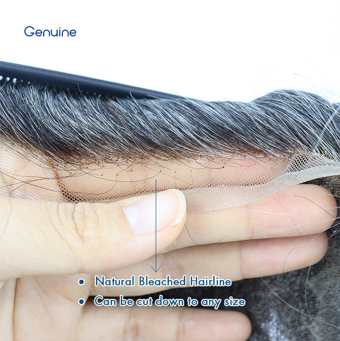 Q6 Hair Replacement System French Lace & PU Base Density Medium 130% Men's Toupee