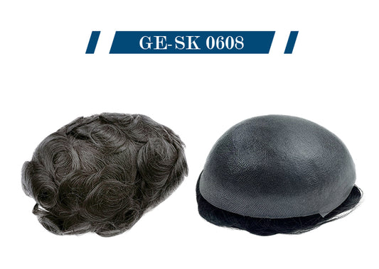 0608 Natural Looking Thin Skin Full PU Knotted Real Human Hair Prosthesis Men Indian Human Hair Piece Toupee for Men Toupee