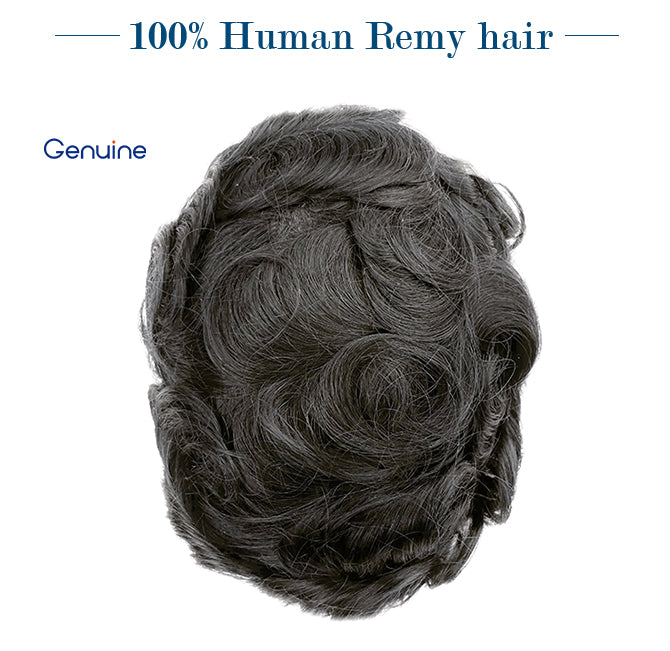 0608 Natural Looking Thin Skin Full PU Knotted Real Human Hair Prosthesis Men Indian Human Hair Piece Toupee for Men Toupee