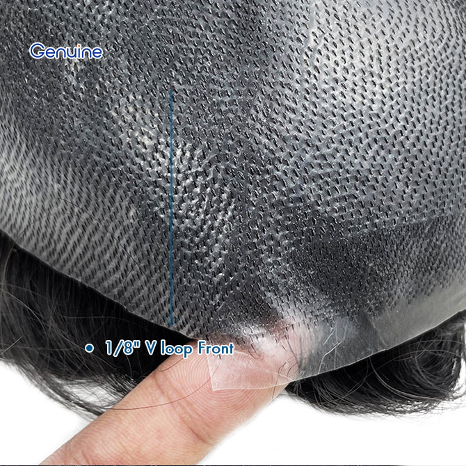 0608 Natural Looking Thin Skin Full PU Knotted Real Human Hair Prosthesis Men Indian Human Hair Piece Toupee for Men Toupee