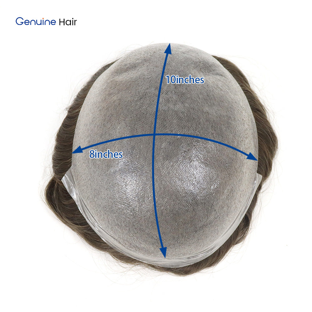 Genuine Hair | Injected Skin System | 130% Medium-Heavy Density | Knotless Injected Realism | 0.12-0.14mm Extra-Durable Poly Base | 6-9 Months Lifespan Toupee