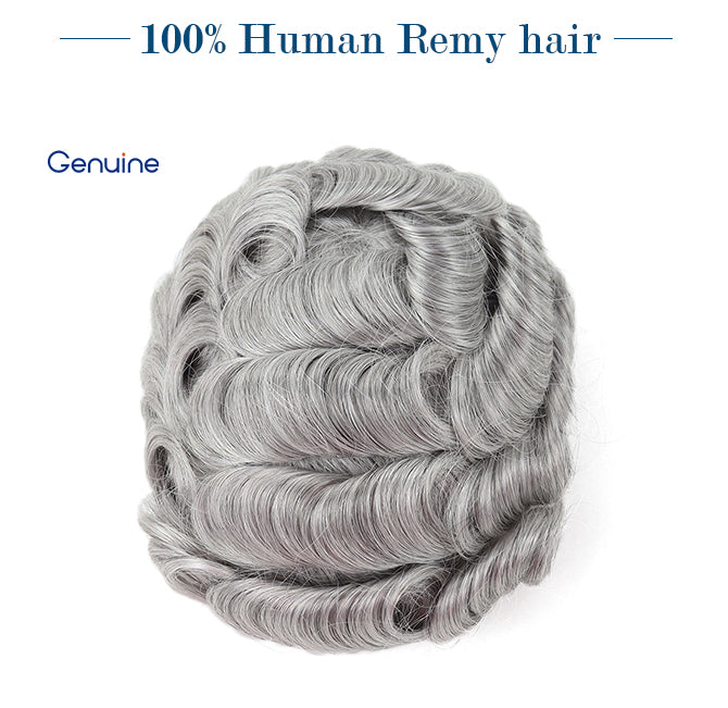 Durable Single Knotted Thin Skin Toupee for Men 0.10 0.12mm Human Hair Replacement System