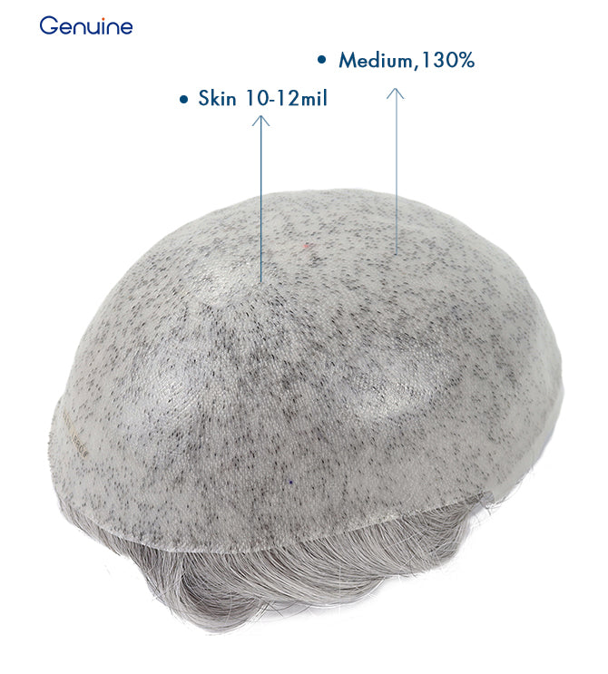 Durable Single Knotted Thin Skin Toupee for Men 0.10 0.12mm Human Hair Replacement System