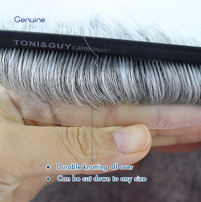 Durable Single Knotted Thin Skin Toupee for Men 0.10 0.12mm Human Hair Replacement System