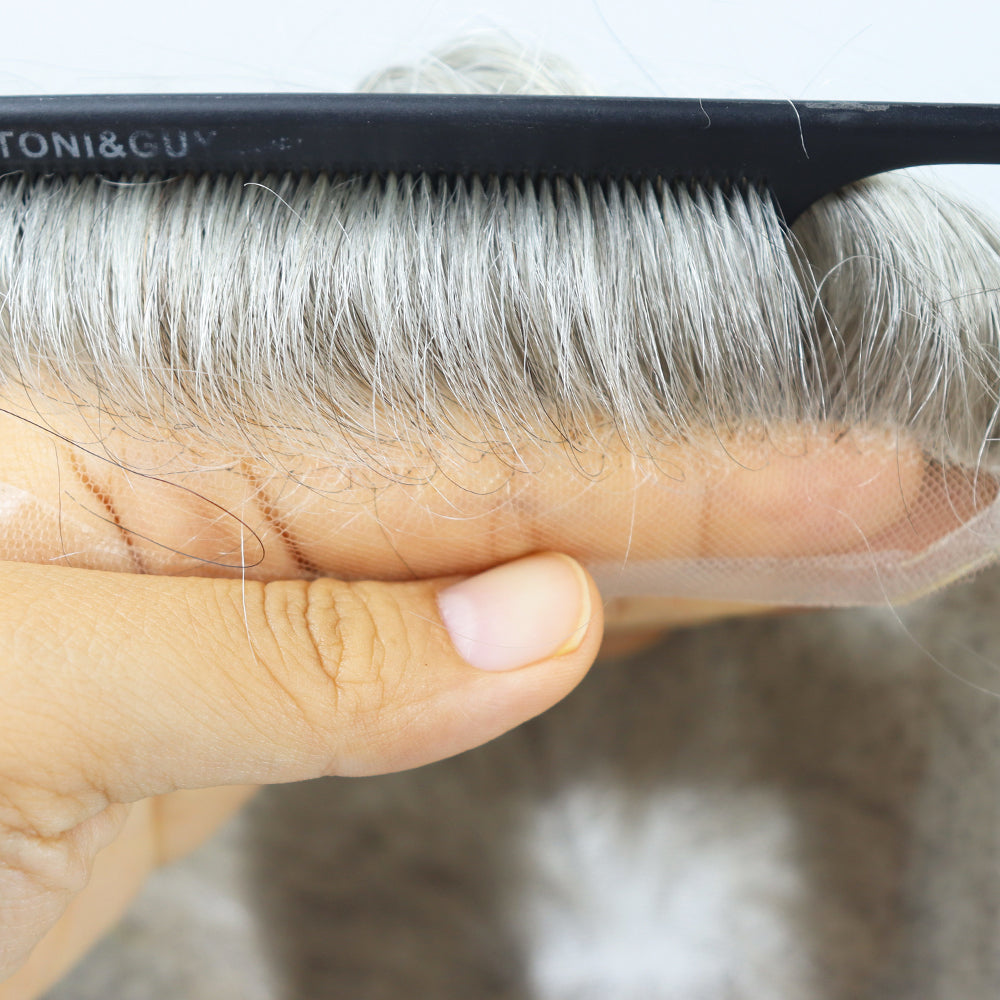 Genuine Hair | G6 Antimicrobial Hair System | Q6 Swiss Lace Center with Poly Strip sides and back | Zeomic™ Scalp Health Tech
