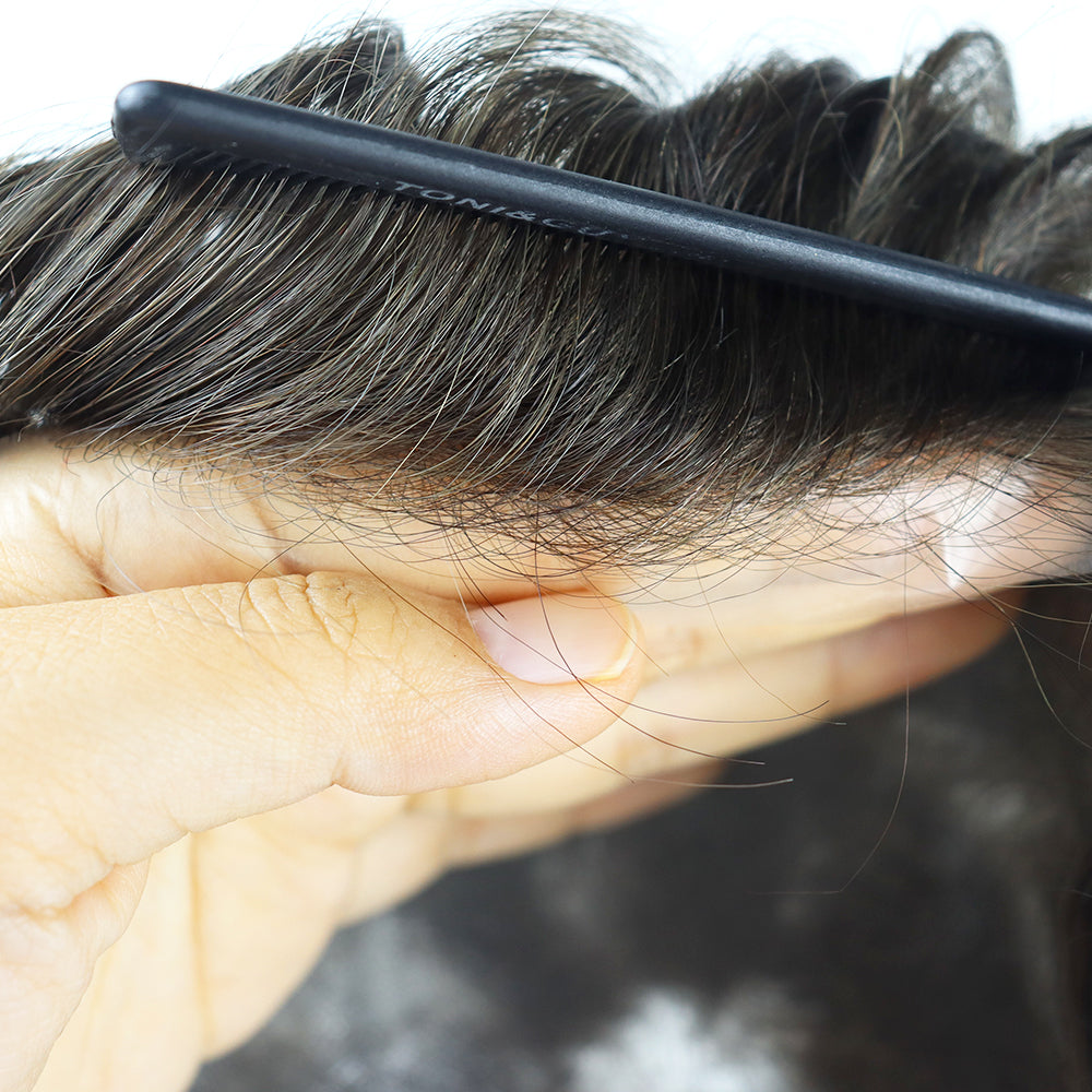 Genuine Hair | 0.04mm Antimicrobial Ultra-Thin Skin | Zeomic™ Scalp Health Tech | V-Loop Knotless Realism Toupee
