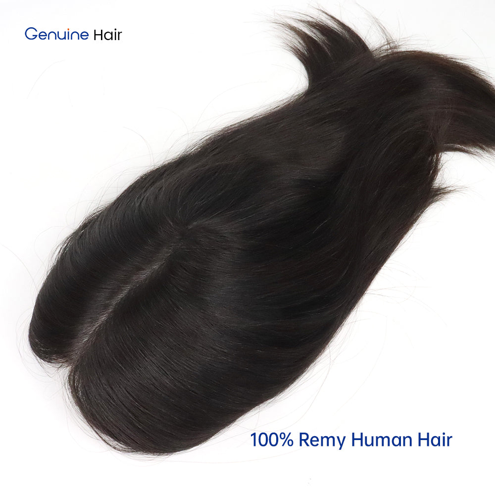 Self-Adhesive Injection PU Hair Topper for Women 100% Chinese Remy Cuticle Human Hairpiece No Glue Seamless Natural Scalp