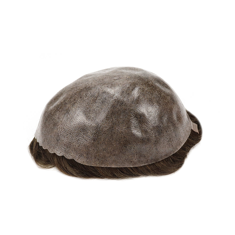 SKIN Injection Thin Skin PU Men's Toupee: 0.12mm Durable Indian Human Hair Wig - Capillary Prosthesis Hair Replacement