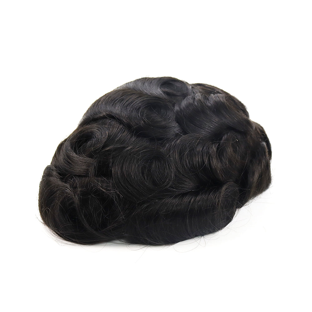 Australia Toupee SWISS Lace With 1 Inch Thin Skin PU Around Indian Human Hair Prosthesis for Men