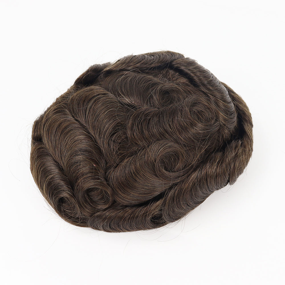 Bio Lace Front Skin Men's Toupee Thin Indian Hair Easy Wear Undetectable V-looped Cut-Away Hairpieces