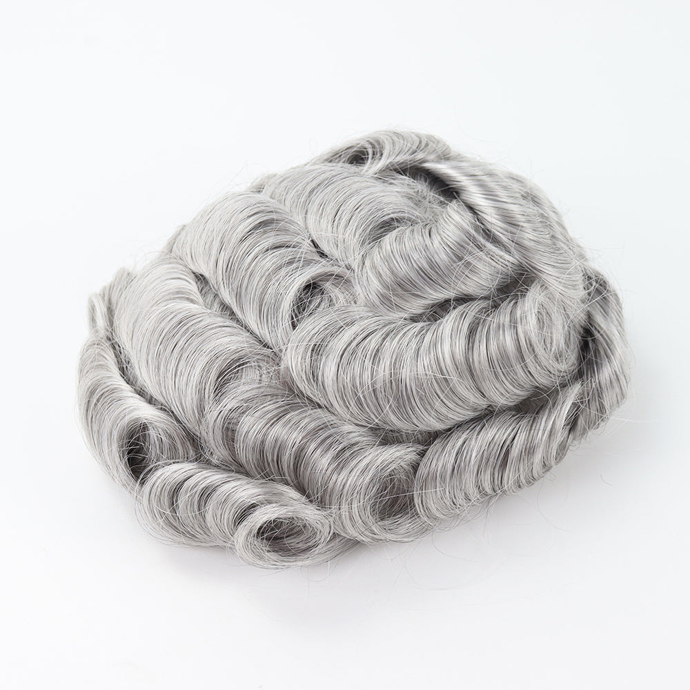 Durable Single Knotted Thin Skin Toupee for Men 0.10 0.12mm Human Hair Replacement System
