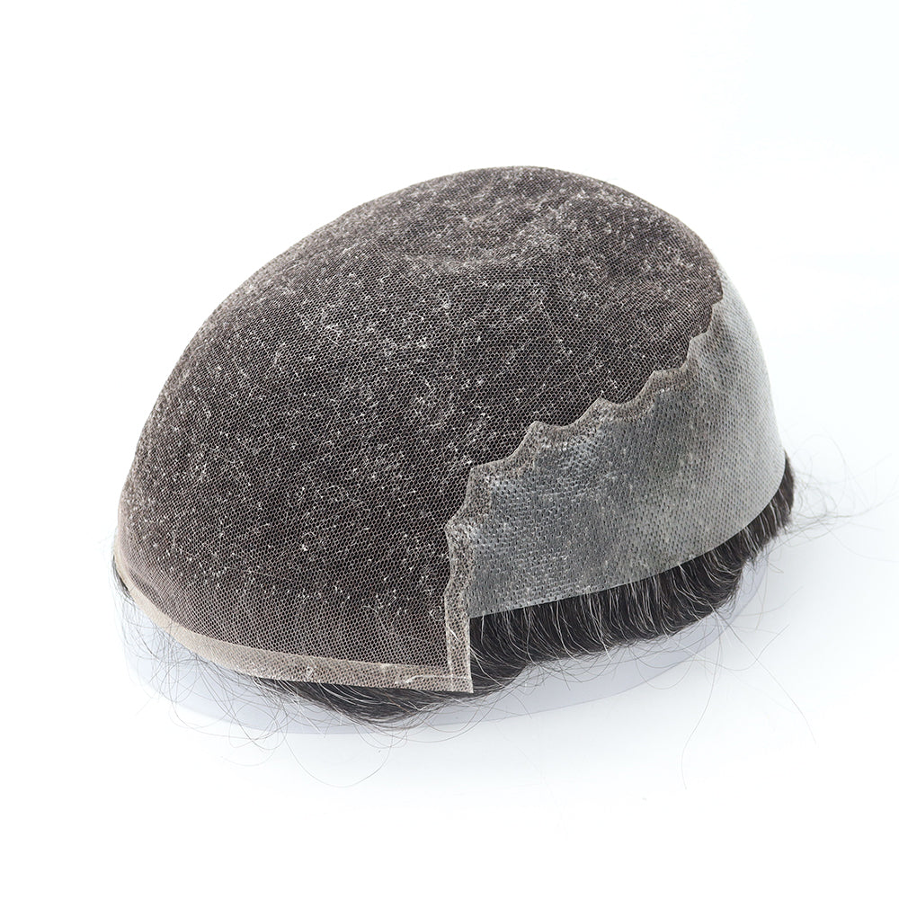 Q6 Hair Replacement System French Lace & PU Base Density Medium 130% Men's Toupee