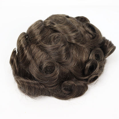 Top view of the 0.04mm antimicrobial thin skin hair system with human hair