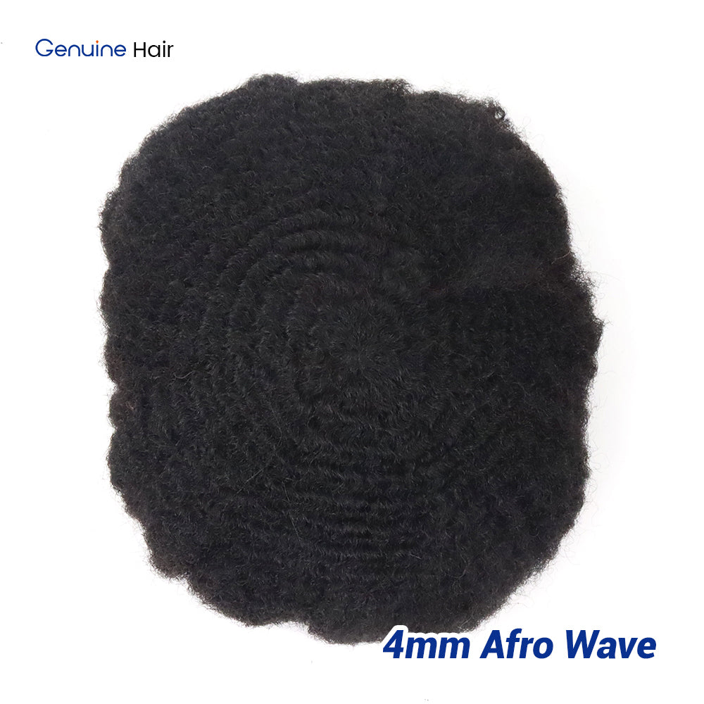 Black Men Hair System Tight Afro Wave 0.08mm Polyurethane Toupees for Men Durable Skin Unit Men's Wigs