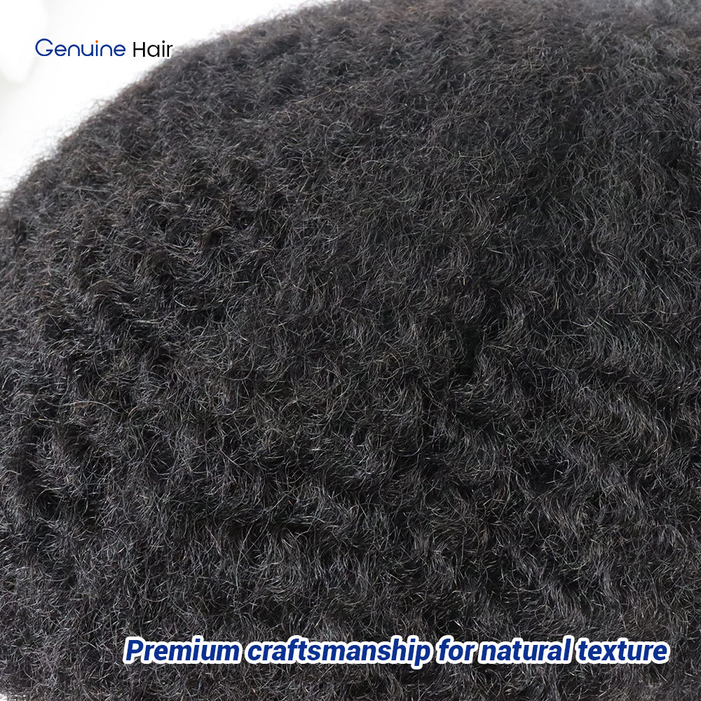Black Men Hair System Tight Afro Wave 0.08mm Polyurethane Toupees for Men Durable Skin Unit Men's Wigs