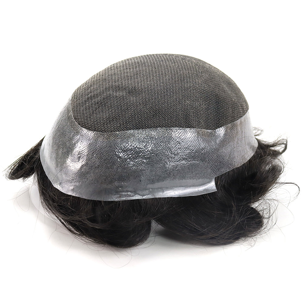 Australia Toupee SWISS Lace With 1 Inch Thin Skin PU Around Indian Human Hair Prosthesis for Men