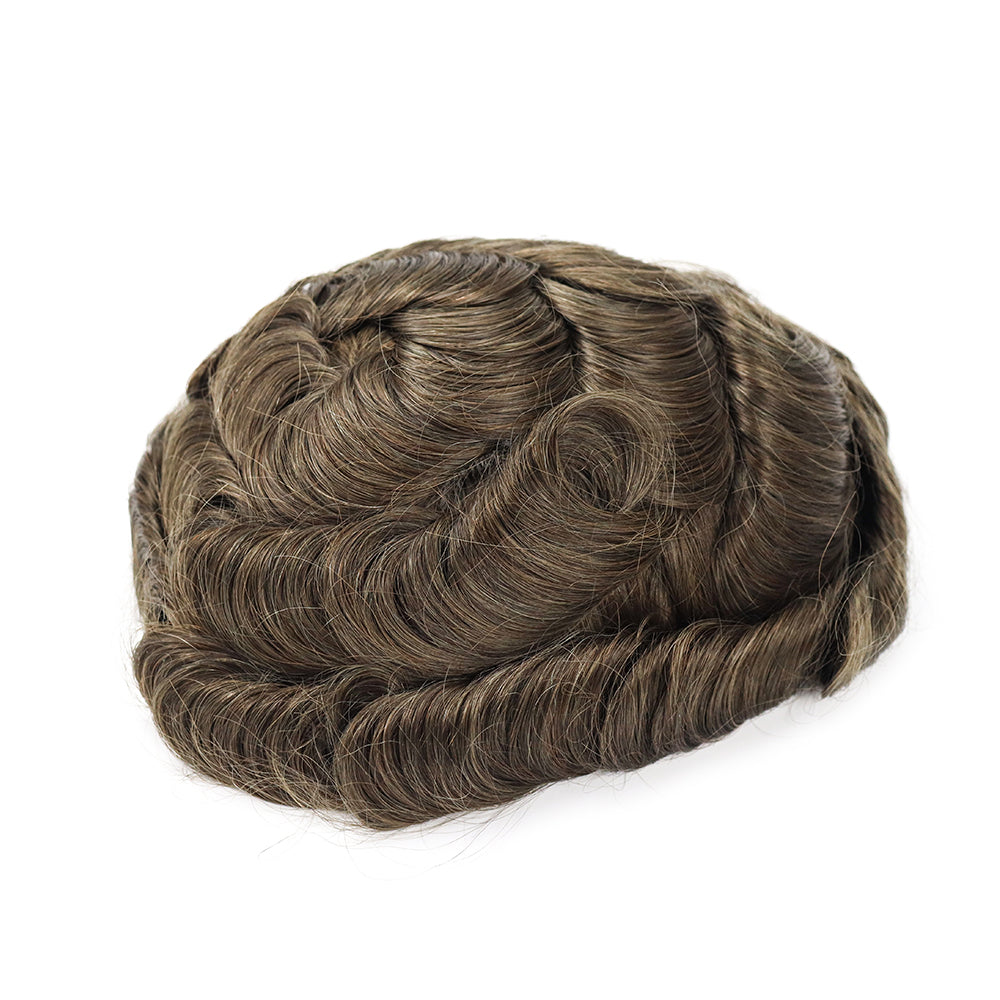 SKIN Injection Thin Skin PU Men's Toupee: 0.12mm Durable Indian Human Hair Wig - Capillary Prosthesis Hair Replacement