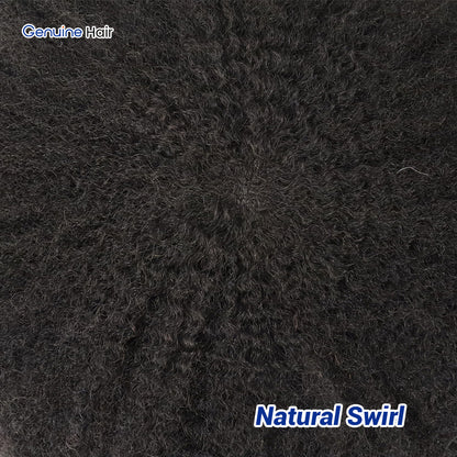 Close-up of the natural swirl in 6mm Afro wave human hair