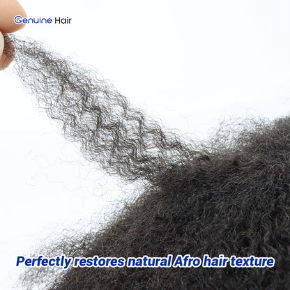 Close-up showing the 6mm Afro wave curl pattern and human hair texture
