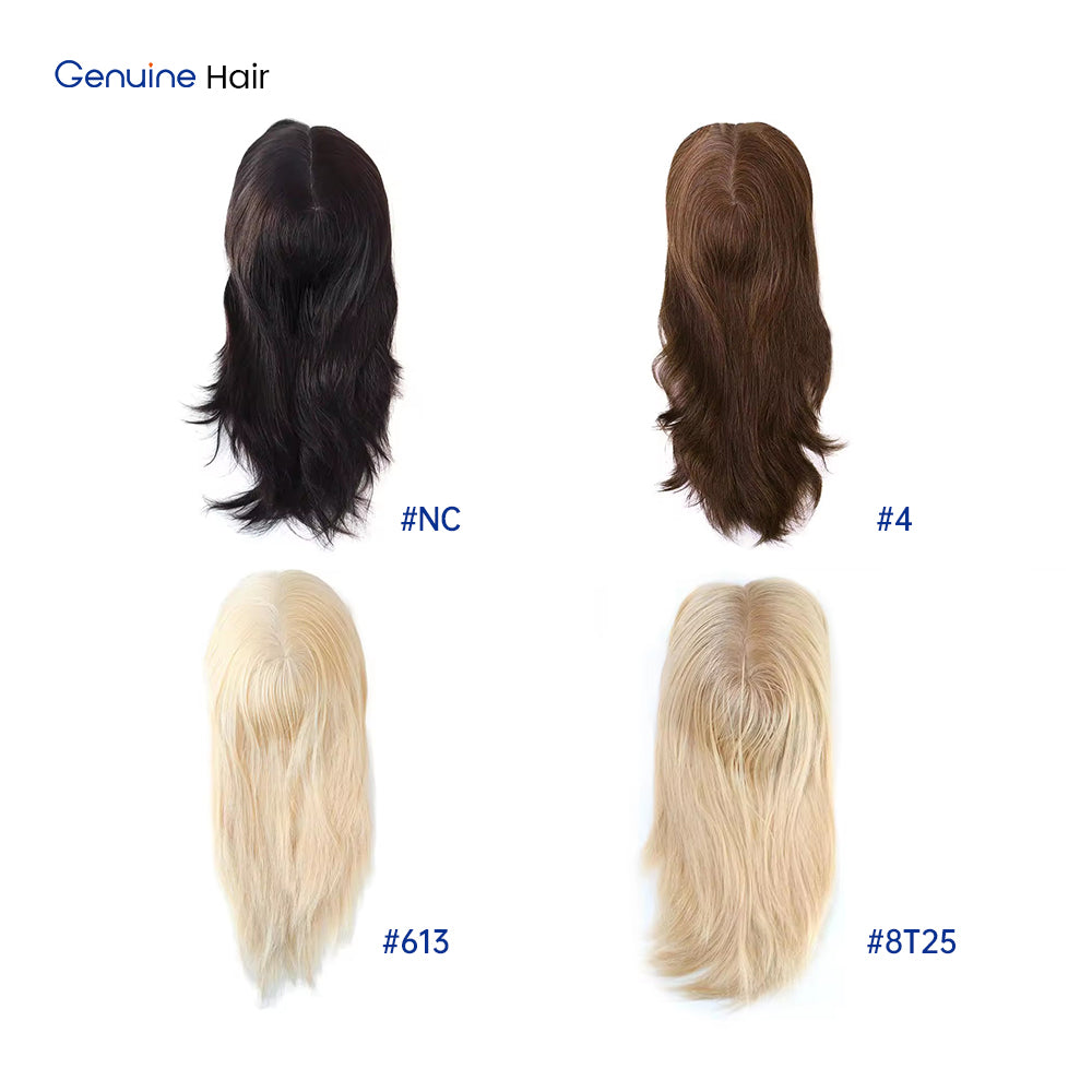 Self-Adhesive Injection PU Hair Topper for Women 100% Chinese Remy Cuticle Human Hairpiece No Glue Seamless Natural Scalp