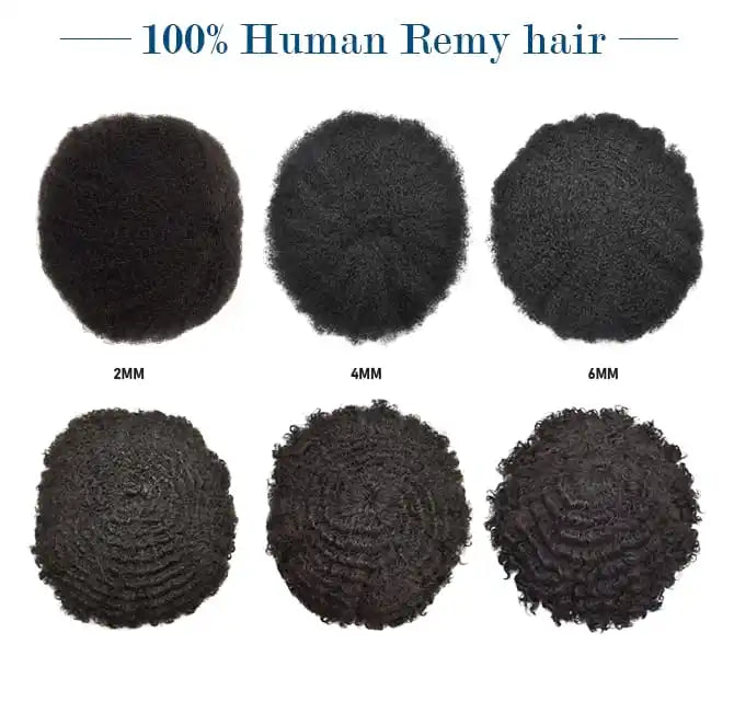 Genuine Hair | Afro Elite Hybrid | 4mm/6mm Authentic Tight Curly | Breathable French Lace Base | HD Natural Hairline | Premium Human Hair Men's Toupee