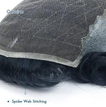 Genuine Hair | Bella G6 Elite | Spider Web Stitching Hybrid | HD Swiss Lace Breathability | Reinforced Poly Support | 100% Premium Natural Hair Toupee - Swiss Lace Men's Toupee, Breathable Hair System, Undetectable Lace - Detail View 4