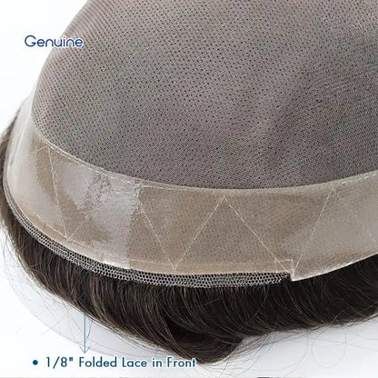 Genuine Hair | Duro Mono Elite | The Ultimate Durability System | Heavy-Duty Fine Mono Base | 1" Reinforced Poly Perimeter | 6-12 Months Long-Life Men’s Toupee - Fine Mono Men's Toupee, Durable Hair System, Long-lasting Base - Detail View 4