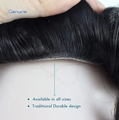 Genuine Hair | Duro Mono Elite | The Ultimate Durability System | Heavy-Duty Fine Mono Base | 1" Reinforced Poly Perimeter | 6-12 Months Long-Life Men’s Toupee - Fine Mono Men's Toupee, Durable Hair System, Long-lasting Base - Detail View 5