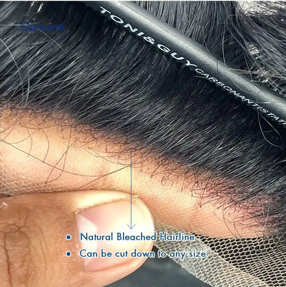 Genuine Hair | Bella G6 Elite | Spider Web Stitching Hybrid | HD Swiss Lace Breathability | Reinforced Poly Support | 100% Premium Natural Hair Toupee - Swiss Lace Men's Toupee, Breathable Hair System, Undetectable Lace - Detail View 5