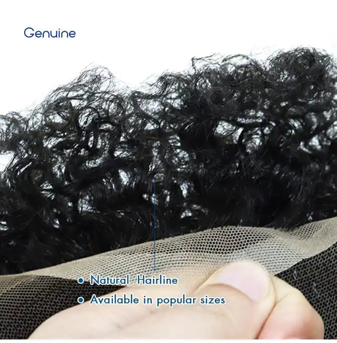 Genuine Hair | Afro Elite Hybrid | 4mm/6mm Authentic Tight Curly | Breathable French Lace Base | HD Natural Hairline | Premium Human Hair Men's Toupee