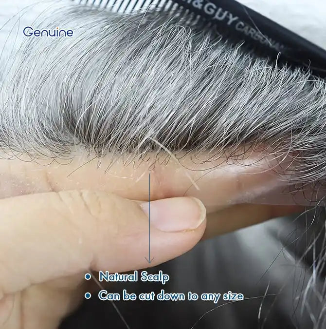Genuine Hair | Injected Skin System | 0.07mm-0.08mm Thin Poly Base | 100% Knot-Free Injected Realism | Premium Human Hair | Seamless Scalp Integration Toupee
