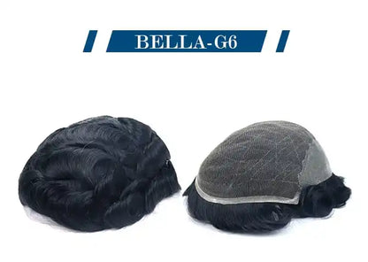 Genuine Hair | Bella G6 Elite | Spider Web Stitching Hybrid | HD Swiss Lace Breathability | Reinforced Poly Support | 100% Premium Natural Hair Toupee - Swiss Lace Men's Toupee, Breathable Hair System, Undetectable Lace - Detail View 1