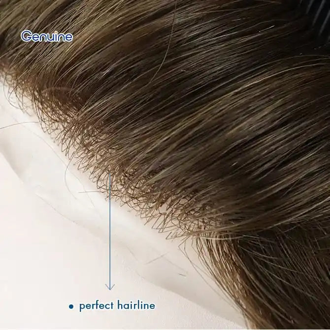 Genuine Hair | European Hair Injection Toupee 8-10mil Thin Skin Base Hair System 8inch Hair Length