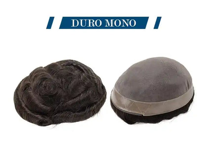 Genuine Hair | Duro Mono Elite | The Ultimate Durability System | Heavy-Duty Fine Mono Base | 1" Reinforced Poly Perimeter | 6-12 Months Long-Life Men’s Toupee - Fine Mono Men's Toupee, Durable Hair System, Long-lasting Base - Detail View 1