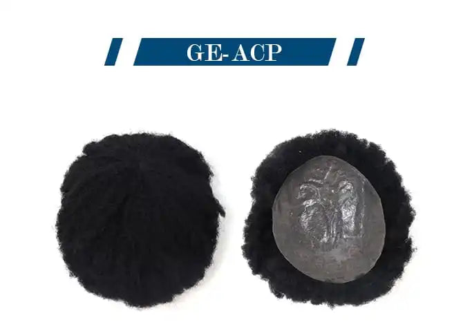 Genuine Hair | Afro Curly Skin System | 0.08mm-0.10mm Durable Thin Skin | 100% Premium Human Hair | High-Definition Curls | Undetectable PU Base Toupee for Men