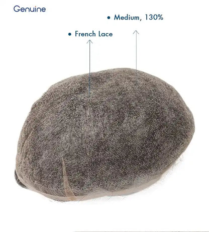 Genuine Hair | French Lace Hair System Men for Toupee - Swiss Lace Men's Toupee, Breathable Hair System, Undetectable Lace - Detail View 3