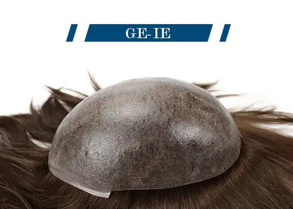 Genuine Hair | European Hair Injection Toupee 8-10mil Thin Skin Base Hair System 8inch Hair Length - Thin Skin Men's Toupee, Poly Base Hair System, Natural V-loop - Detail View 1