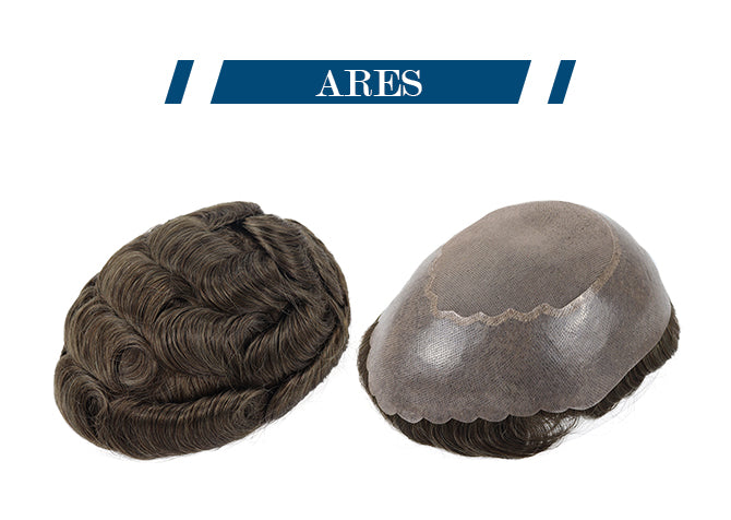 Ares Fine Mono with Skin Human Hair Hairpieces Replacement System for Men Toupees Human Hair Hairpieces