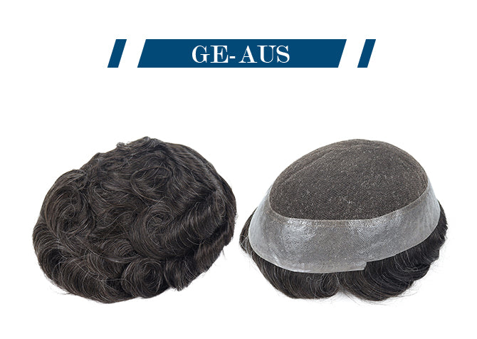 Australia Toupee SWISS Lace With 1 Inch Thin Skin PU Around Indian Human Hair Prosthesis for Men