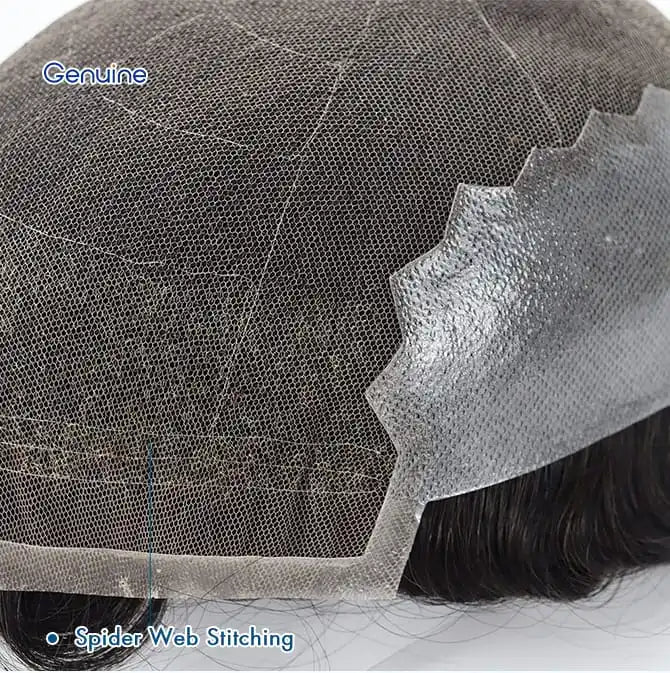 Genuine Hair | G6 Hair System Skin Lace Toupee for Men Q6 Swiss Lace Center with Poly Strip sides and back