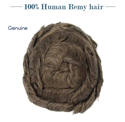 Genuine Hair | Injected Skin System | 130% Medium-Heavy Density | Knotless Injected Realism | 0.12-0.14mm Extra-Durable Poly Base | 6-9 Months Lifespan Toupee - Thin Skin Men's Toupee, Poly Base Hair System, Natural V-loop - Detail View 2