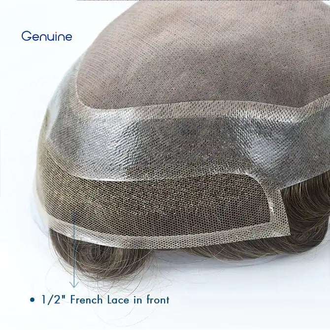Genuine Hair | Hollywood  Elite (P238) | The Frontal Realism Hybrid | Breathable Fine Mono Center | 1" HD French Lace Front | Full Poly Perimeter Men's Toupee