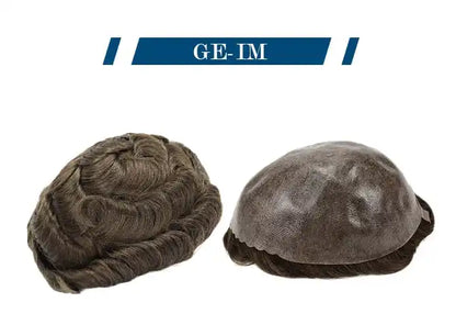 Genuine Hair | Injected Skin System | 130% Medium-Heavy Density | Knotless Injected Realism | 0.12-0.14mm Extra-Durable Poly Base | 6-9 Months Lifespan Toupee - Thin Skin Men's Toupee, Poly Base Hair System, Natural V-loop - Detail View 1