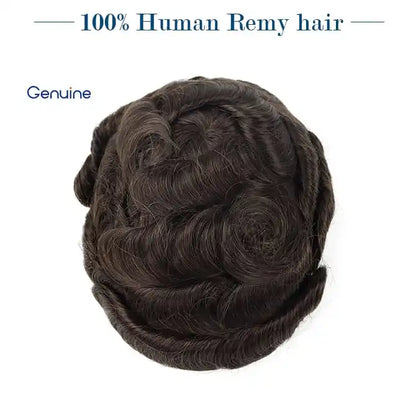 Genuine Hair | Duro Mono Elite | The Ultimate Durability System | Heavy-Duty Fine Mono Base | 1" Reinforced Poly Perimeter | 6-12 Months Long-Life Men’s Toupee - Fine Mono Men's Toupee, Durable Hair System, Long-lasting Base - Detail View 2