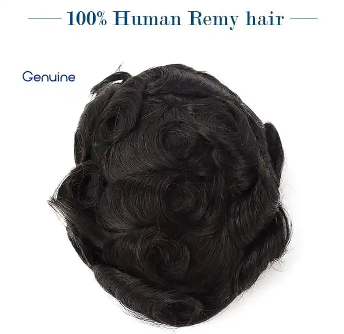 Genuine Hair | G6 Hair System Skin Lace Toupee for Men Q6 Swiss Lace Center with Poly Strip sides and back