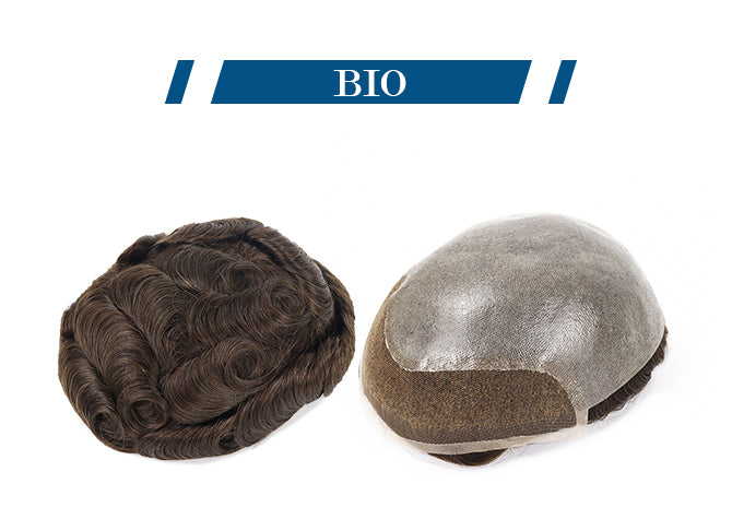 Bio Lace Front Skin Men's Toupee Thin Indian Hair Easy Wear Undetectable V-looped Cut-Away Hairpieces