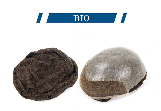 Bio Lace Front Skin Men's Toupee Thin Indian Hair Easy Wear Undetectable V-looped Cut-Away Hairpieces